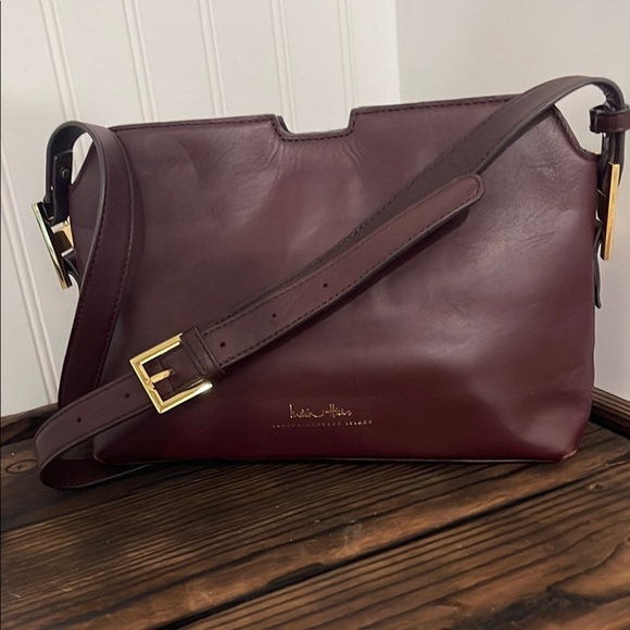 India Hicks Burgundy Leather Crossbody Adjustable Strap Shoulder Bag - Picture 1 of 7